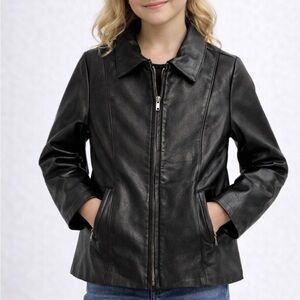Talbots Kids Genuine
Leather Jacket Black Zip
Front Size 10 Girls